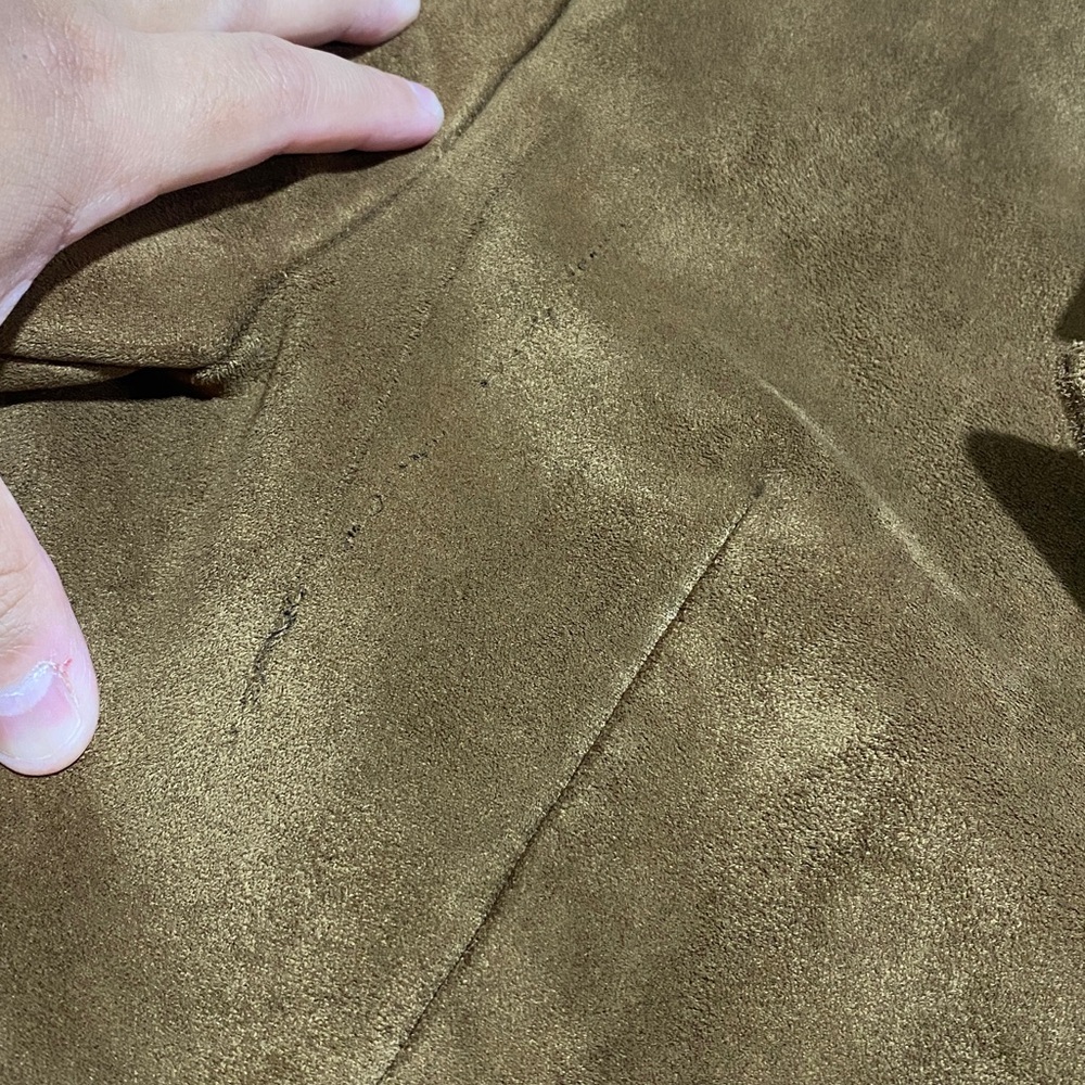 Anthropologie Faux Suede Trench Coat Brown Medium - Picture 4 of 9